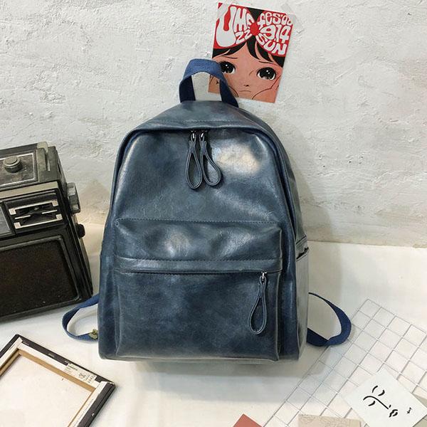 Women's Backpack Vintage Soft PU Backpack casual Anti-theft Shoulder Bag Solid Color School Backpack