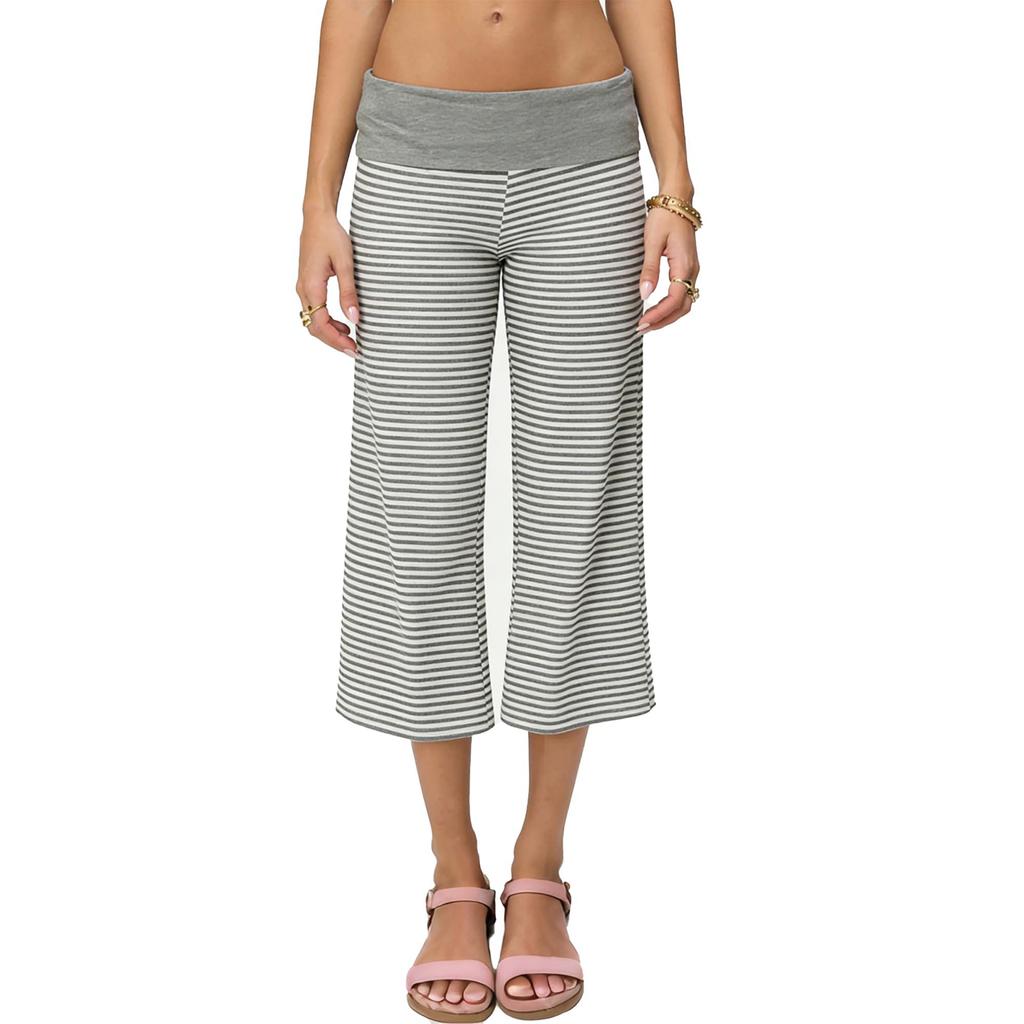 Cropped Pants for Women Wide Leg Elastic High Waist 3/4 Pant Casual Fit Flowy Casual  Pants