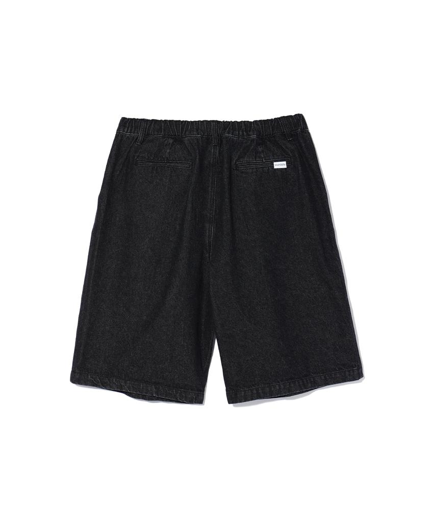 SOUNDSLIFE Two Tuck Denim Shorts Black