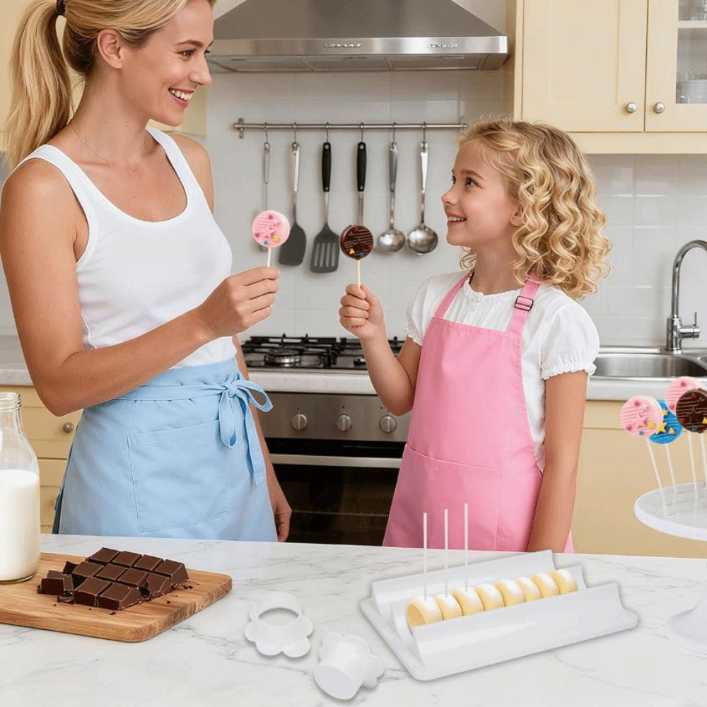 Double Slot Circle Cake Pop Mold Set ABS Lollipop Molds Baking Mold Round Cookie Cutters  Kitchen