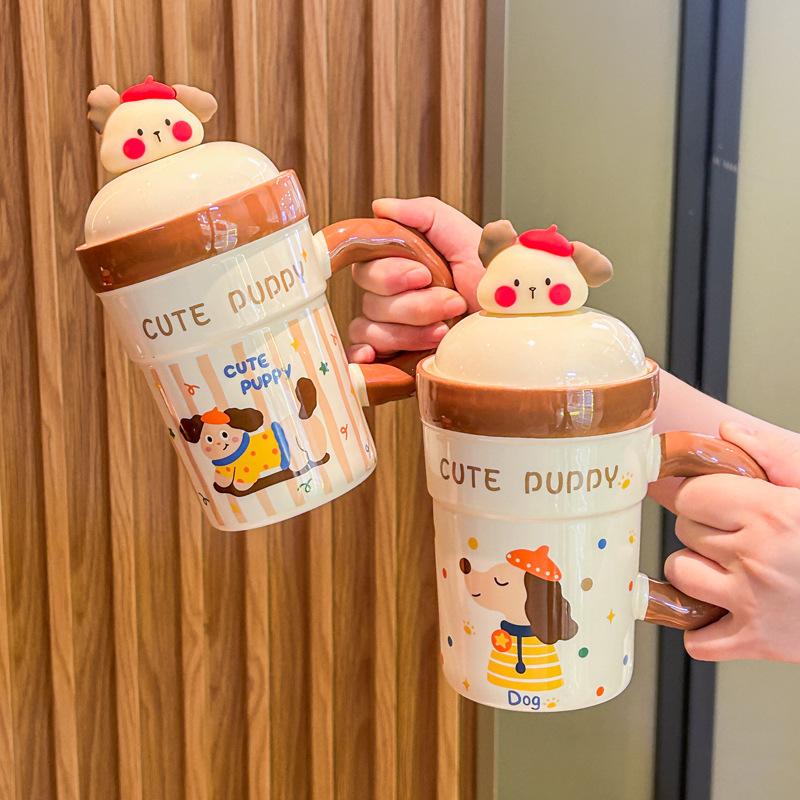 Birthday Gift Girls High-value Pig Ceramic Drinking Cup Cute Puppy Mug Gift Box