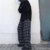 2024 Women's High Waist Plaid Pants - Korean Style, Casual, Wide Leg, Loose Fit for Spring and Autumn.