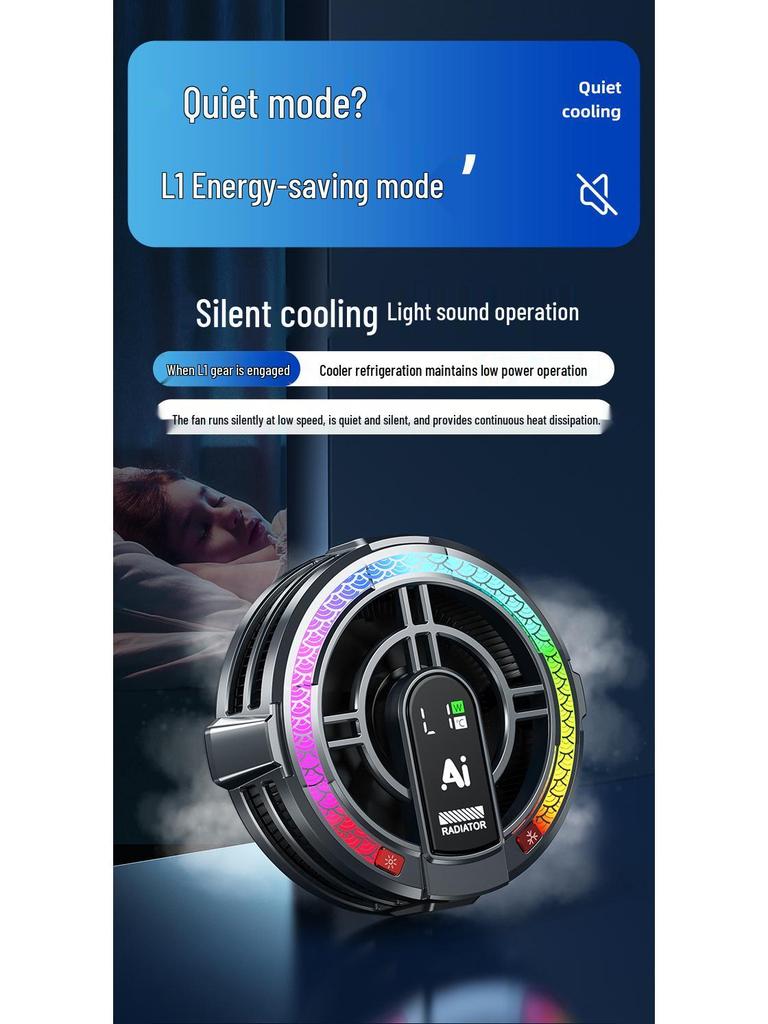 TH06 Magnetický klipový chladič na tablet: AI Řízení teploty, Funkce Freeze, 4 úrovně chlazení pro hraní a streamování