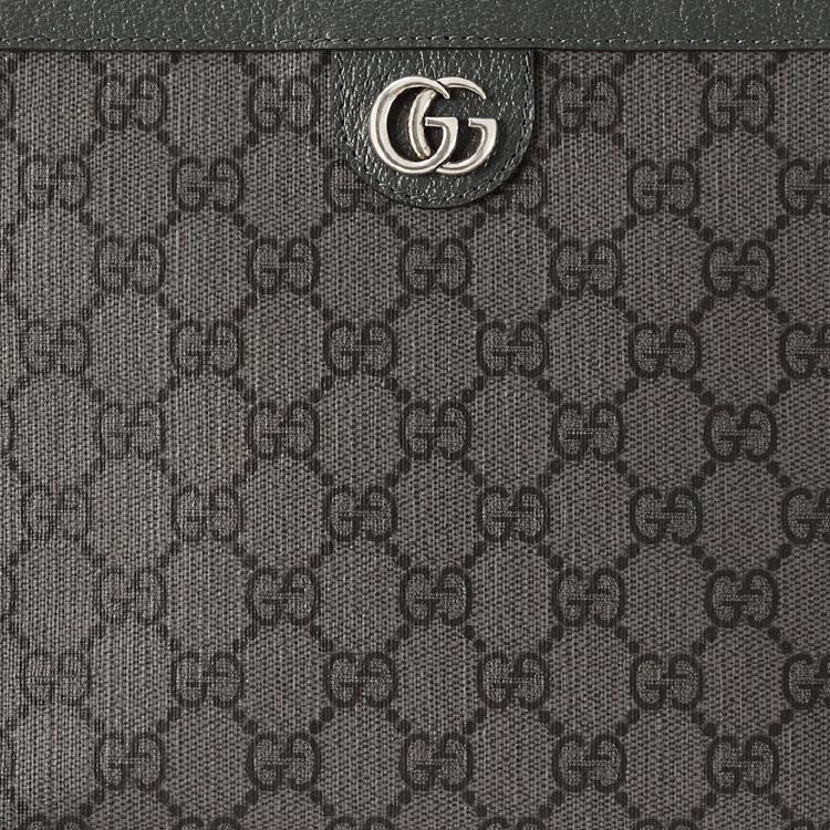 Gucci Ophidia Vintage Logo Double G Canvas And Leather Clutch Men Clutch Black Gray 760243-UULBN-1244
