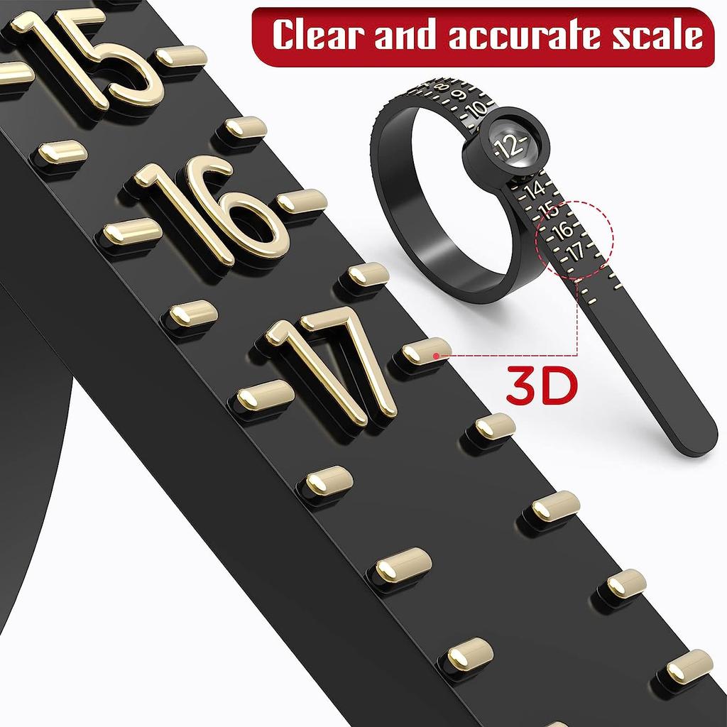 Ring Sizer,  Sizer Measuring Tool, Reusable Finger Size Tape with Magnified Glass, Clear and Accurate Jewelry Sizing Tool 1-17 USA Rings