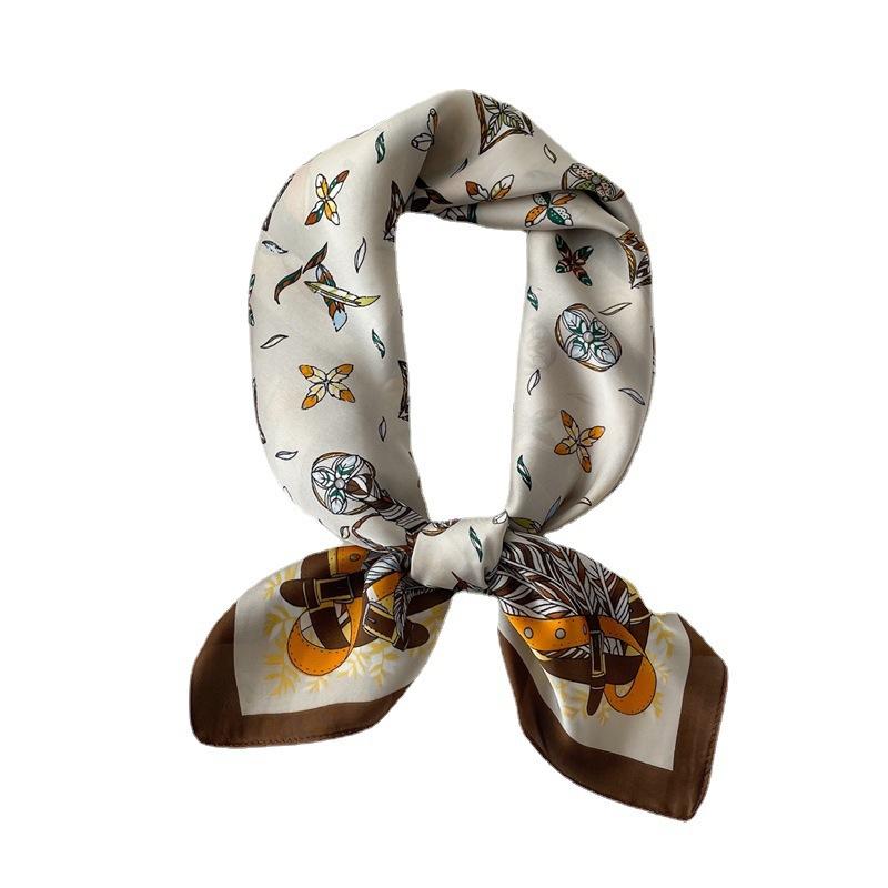 New fashion temperament silk scarf female presbyopia imitation silk scarf 71x71cm autumn and winter decorative neck protection scarf shawl