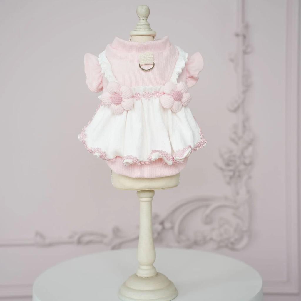 Small and Medium-sized Autumn and Winter Dog Clothing Dog Skirt Sunflower Thread Knitted Skirt Cat Cold Resistant Plush Skirt