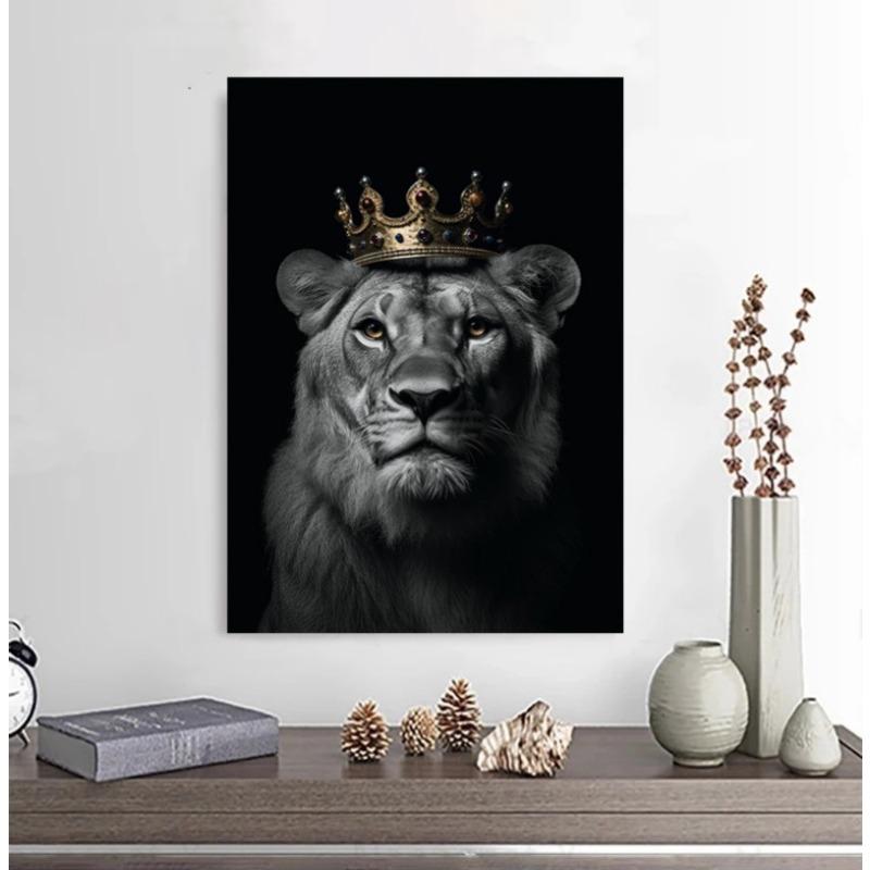 Tierposter und Drucke König der Löwen Tiger Wolf Adler Bär mit Krone Leinwand Wandmalerei Motivationsbild Raum Heimdekor