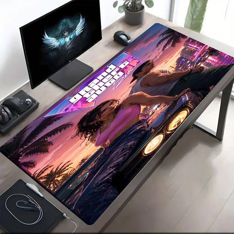 Podložka pod myš s motivem GTA 6, Protiskluzová gumová základna, Multifunkční kancelářská a domácí dekorace, Perfektní pro personalizaci pracovního prostoru.