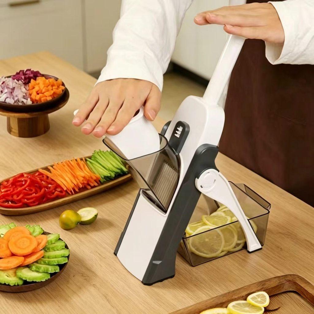 Multifunction Vegetable Slicer With Stainless Steel Blades For Home Cooking And Food Prep