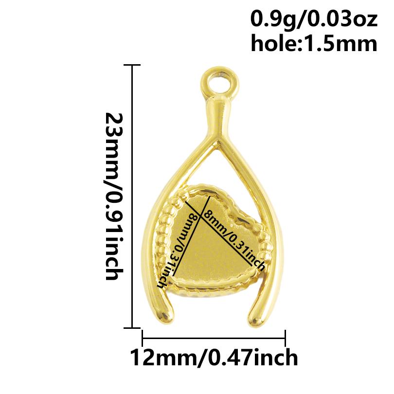5pcs/Lot Gold Color Geometric Cobochons Stainless Steel Blank Settings Oval Heart Round Pendants For Jewelry Making Charms Bulk