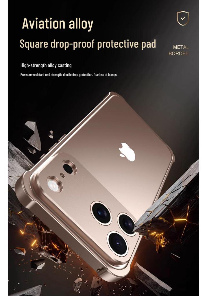 iPhone 17 Pro Max Clamshell Metal Frame Case with Heat Dissipation and Drop Protection