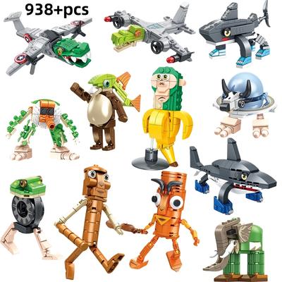 Italienische Hirnfäule Tiere Tung Tung Tung Sahur Bausteine Tralalelo Tralala SharkBricks Spielzeug Geschenk für Kinder