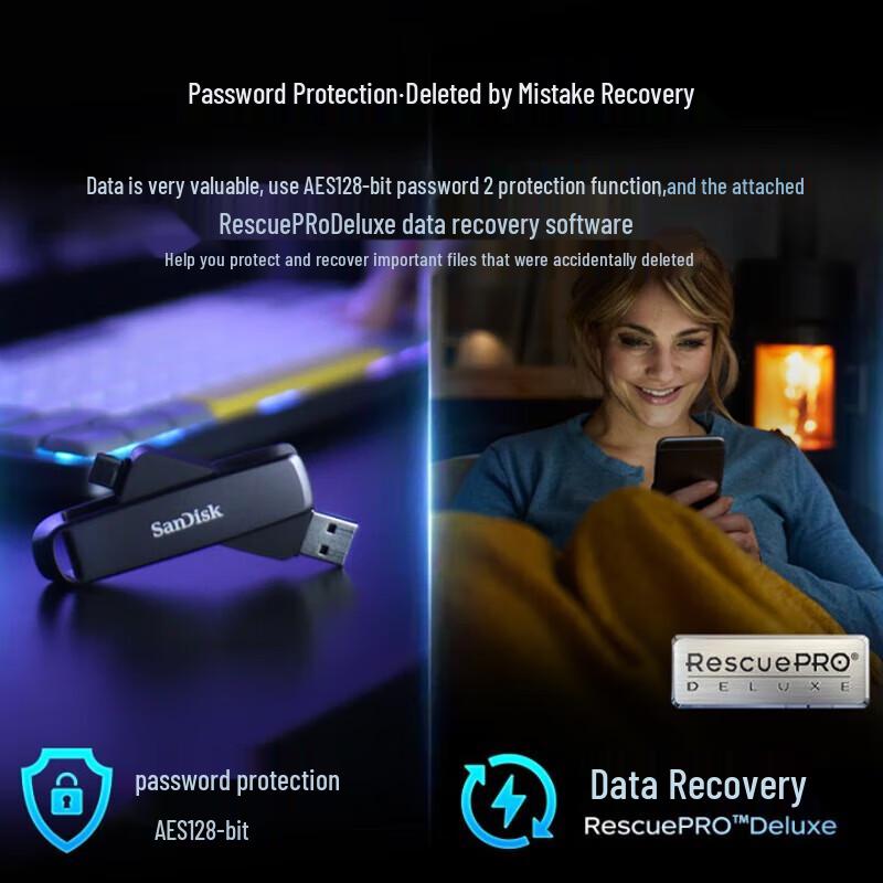 SanDisk DDE1 512GB USB 3.2 Type-C Dual Drive Flash Drive