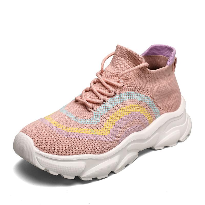 New breathable fly-woven couple shoes sports shoes female student running shoes