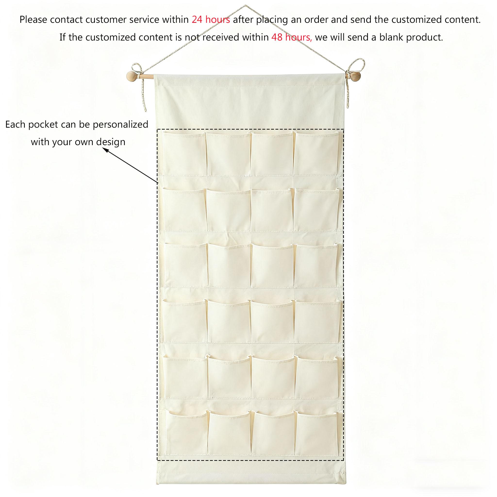 

Рождественский адвент-календарь 24 кармана, настраиваемый холщовый настенный органайзер, праздничный декор с персонализированным штрихом, многоразовый blank