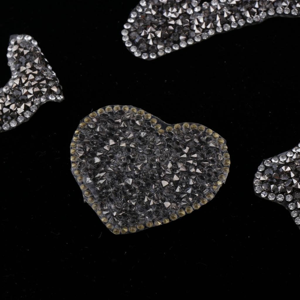 LOVE Heart Rhinestone Patch Appliques Iron On Bags Clothes Decorative