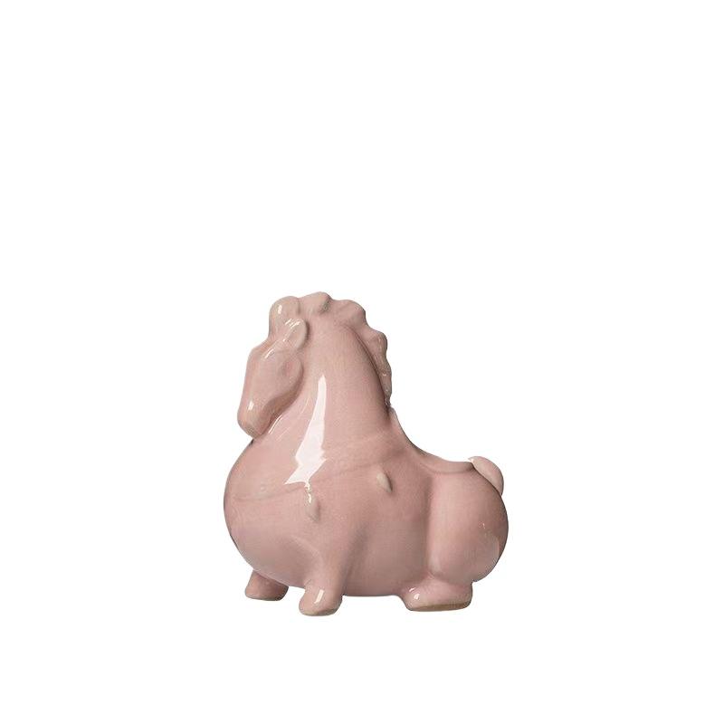 Cute Ru Kiln Ceramic Green Horse Tea Pet Tea Ornaments Chinese Tea Accessories Handcrafted Tang Horse Figurine Ceramic TeaPet