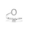Ring - LUXENTER - Alphabet Letter O - Adjustable Size - Rhodium Plated - White Zirconia