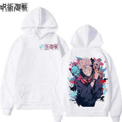Jujutsu Kaisen Anime Ryomen Sukuna Graficzne Bluzy Vintage Oversize z Kapturem Casualowe z Długim Rękawem Bluza Męska Damska Odzież