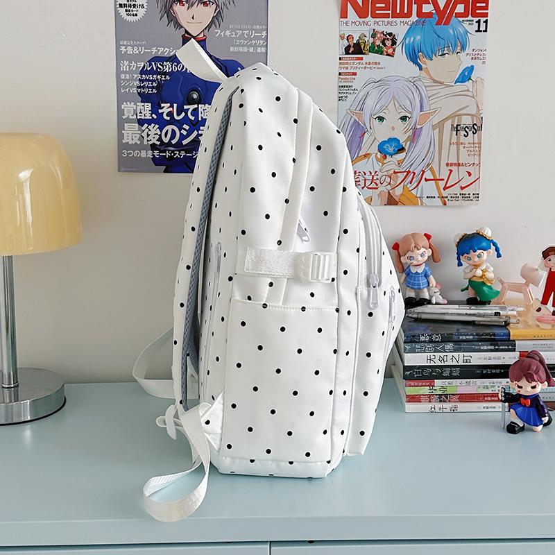 Dot Print Girls Backpack Junior High School Student Lightweight Schoolbag