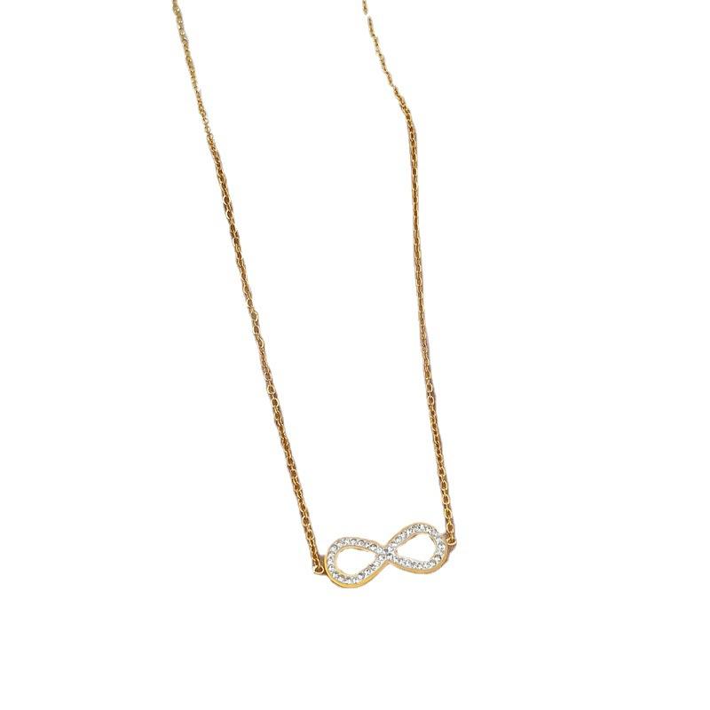 Bow Eyes Minimalist Wind Furnace Real Gold Necklace Women'S Collarbone Chain Accessories
