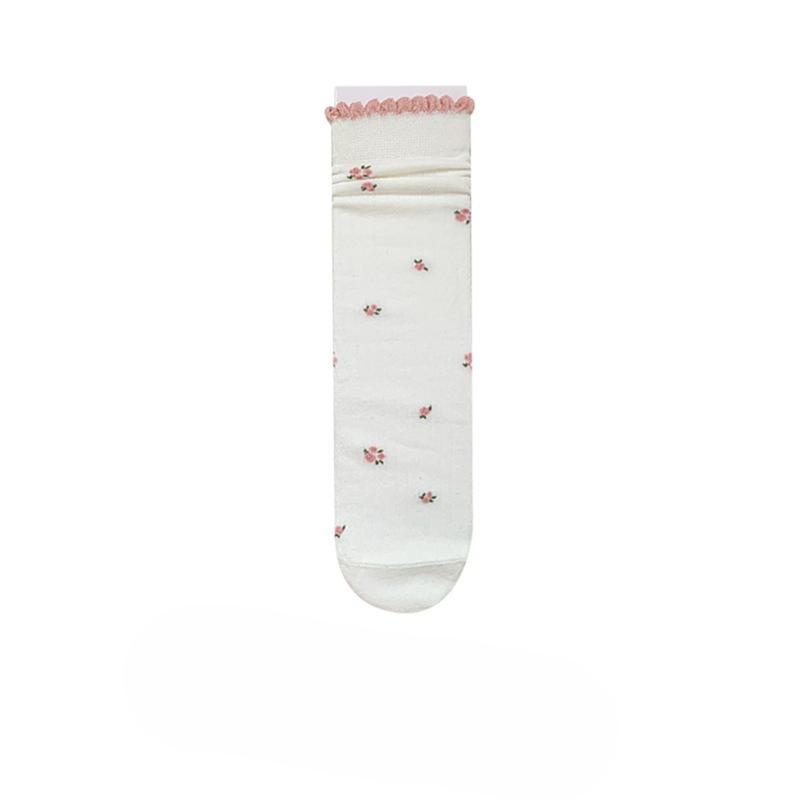 Damsockor i bomull för höst och vinter, Grårosa tygmärke Benfria frottésockor, Mångsidiga medelhöga strumpor för tjejer