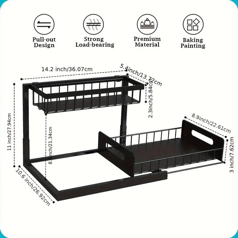 2-layers bottom pull-out storage rack,under-sink storage rack,kitchen storage rack, drain rack,snack storage,bathroom storage.