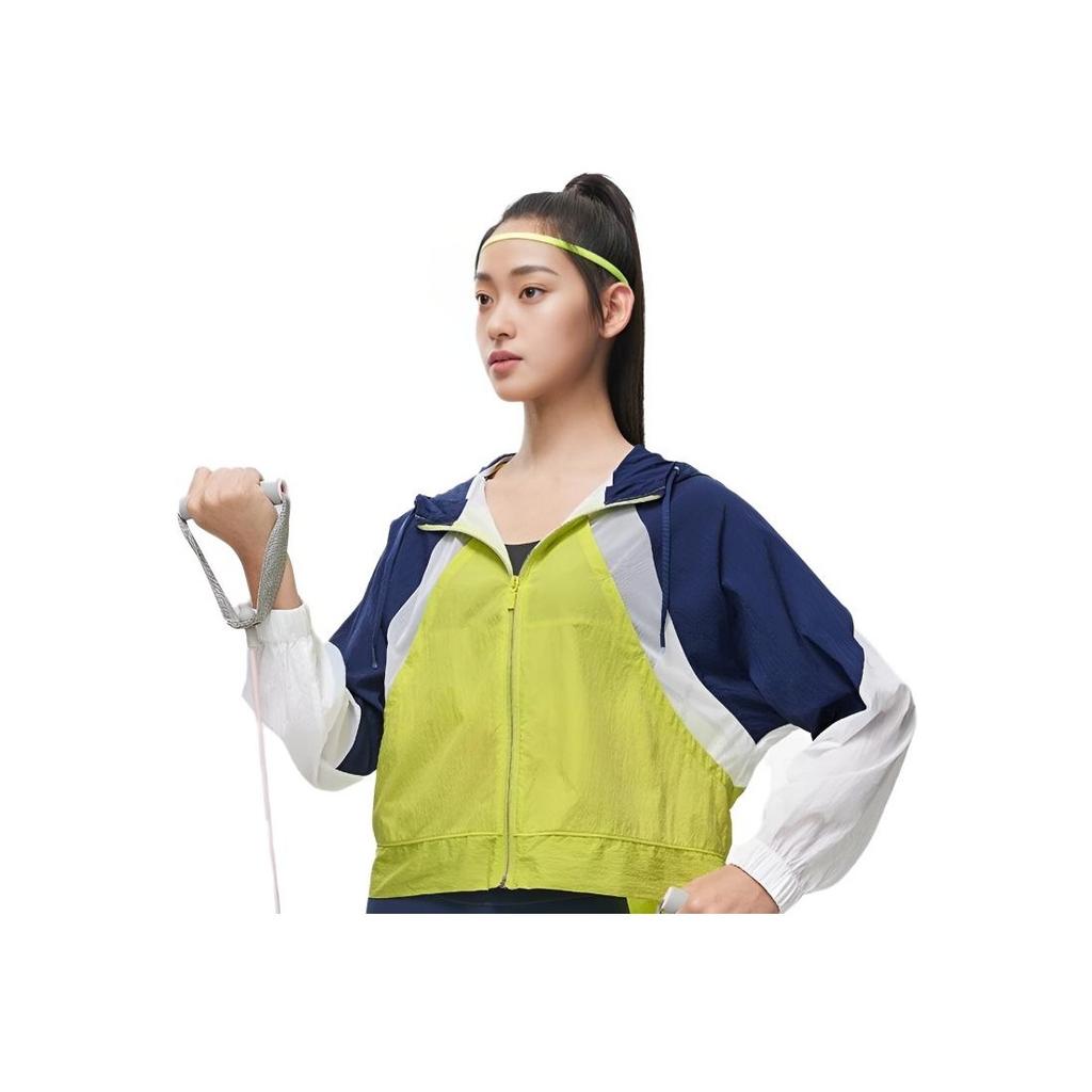 Li Ning Fitness Series Color Block Loose Sports Windbreaker Women Outerwear Apple-Green AFDT304-7