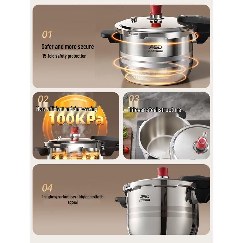 ASD 5.5L 304 Stainless Steel Explosion-Proof Pressure Cooker