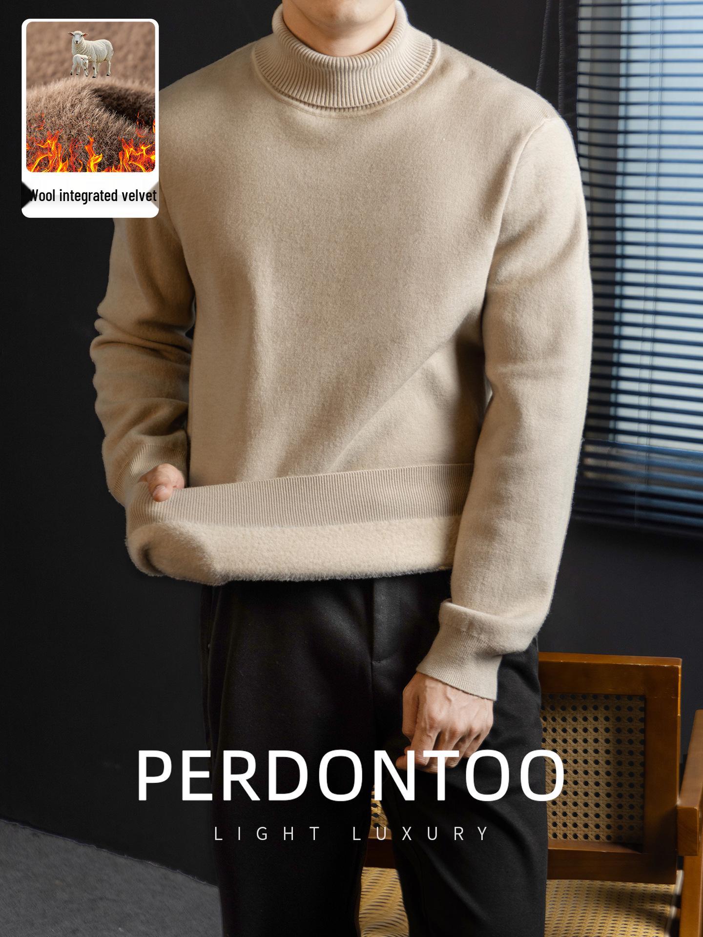 Old Money Style Men s Kangaroo Wool High Collar Fleece Sweater – Warm, Thickened, Lightweight, Luxury Winter Knit Large