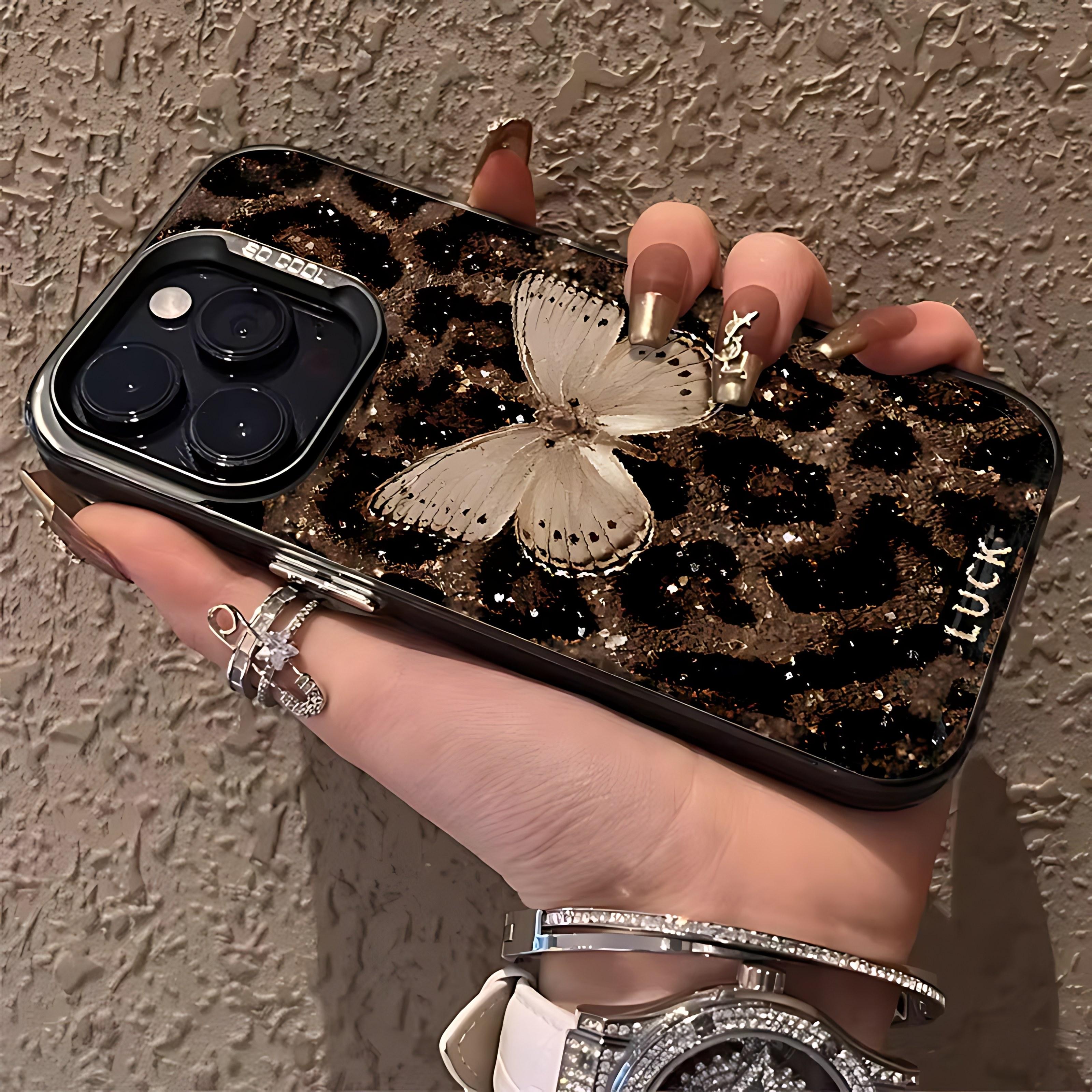 

Butterfly Leopard Phone Case For iPhone 17 16e 16 15 14 13 12 11 mini Pro Max X XR XSMAX 8 7 Air Plus Anti Fall Matte Back Cover iPhone 11 Pro