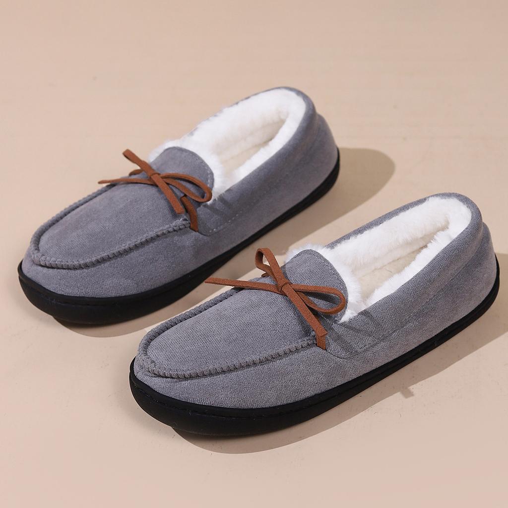 Mao Mao Slippers Warm Casual Doudou Shoes Bow Round Head All-inclusive Home Wear Cotton Shoes