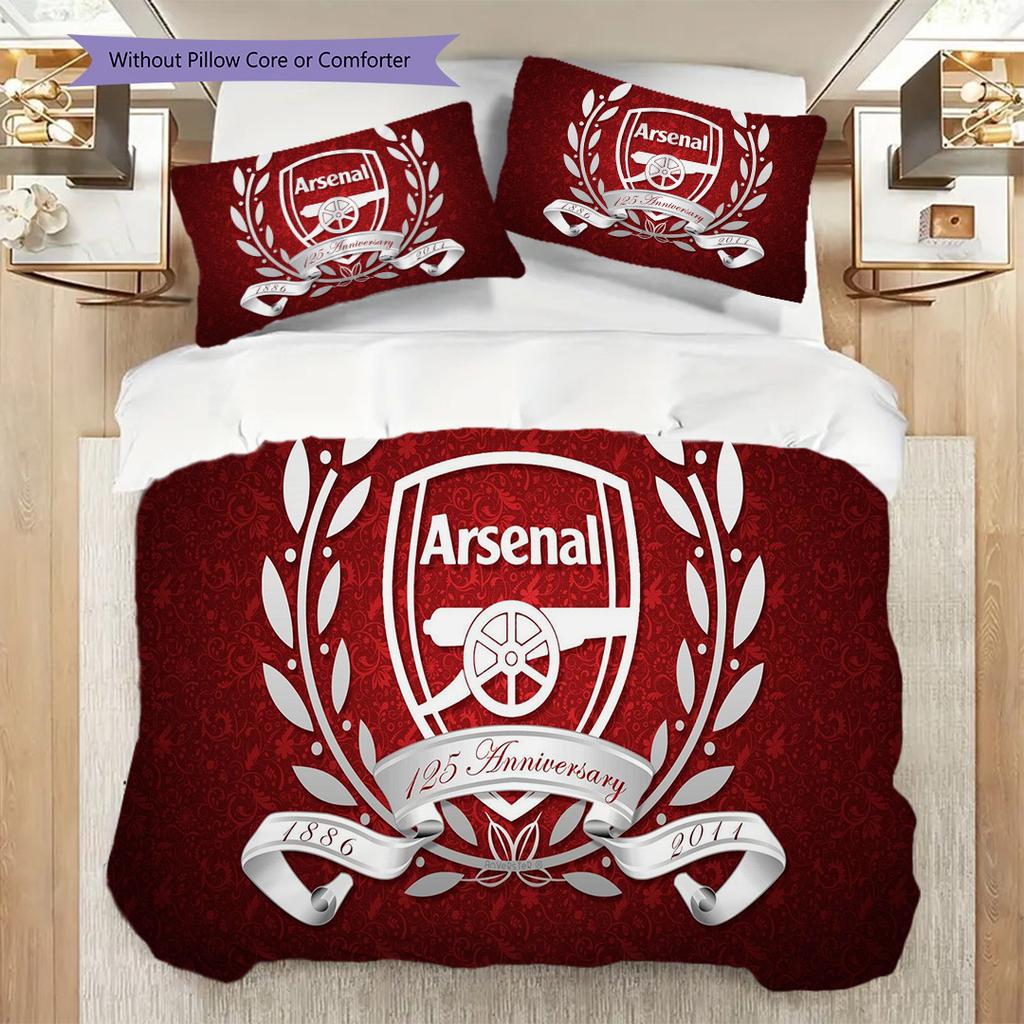Arsenal Emblem Vibrant Background Bedding (1 * duvet cover + 2 * pillowcase, without core) 2D Flat Soft and comfortable Duvet cover and pillowcase