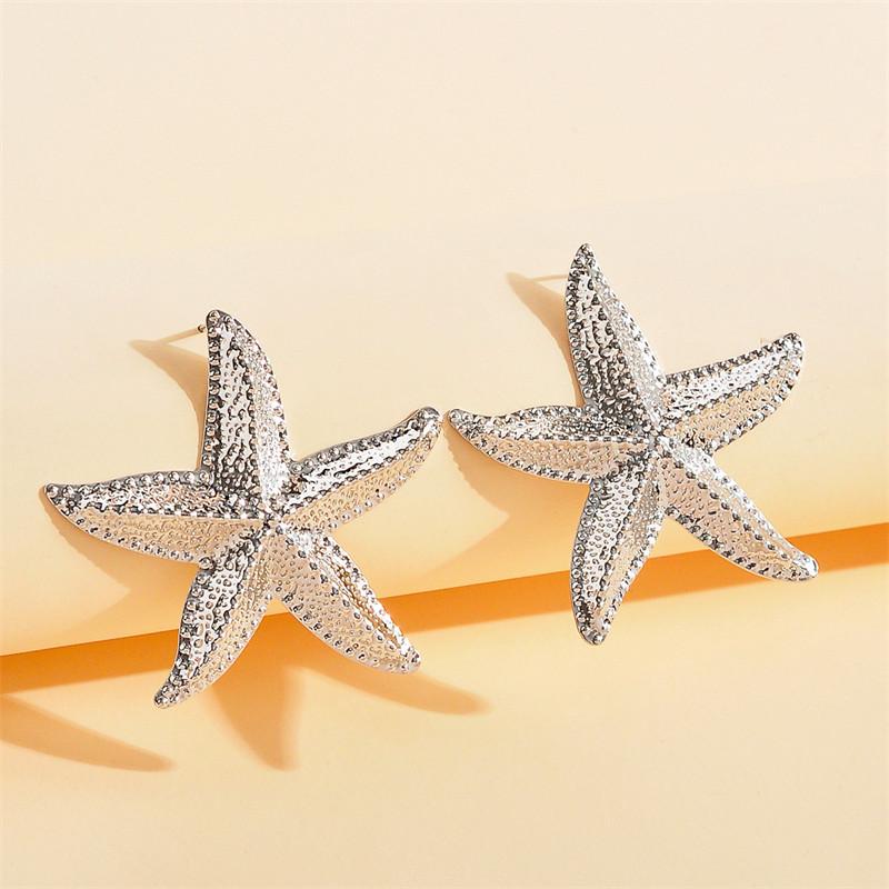 

Европейские и американские серьги с преувеличенными золотыми морскими звездами, серьги с геометрической пентаграммой