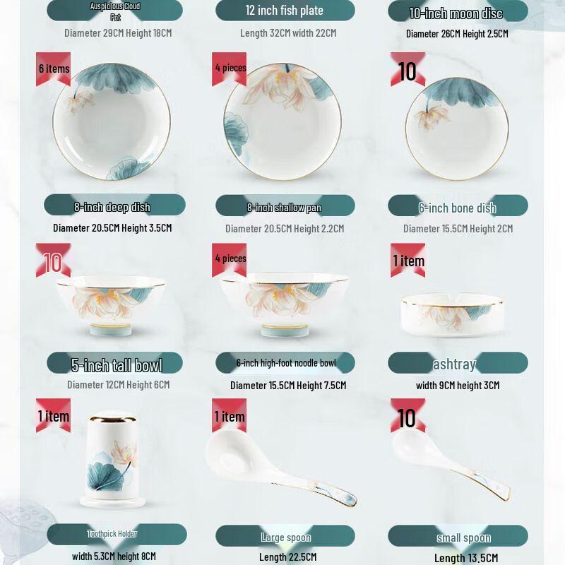 Jiakangming Jingdezhen Underglaze Porcelain Tableware Set