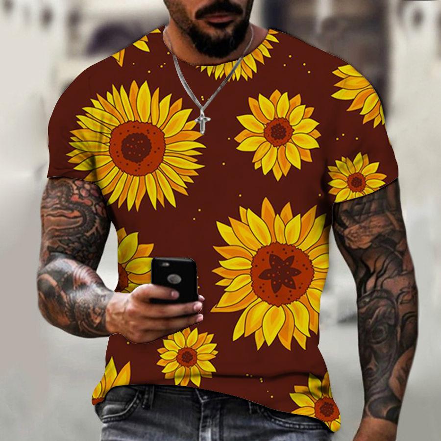 Футболка с принтом «Подсолнухи» 3D, мужская одежда, верхняя футболка S