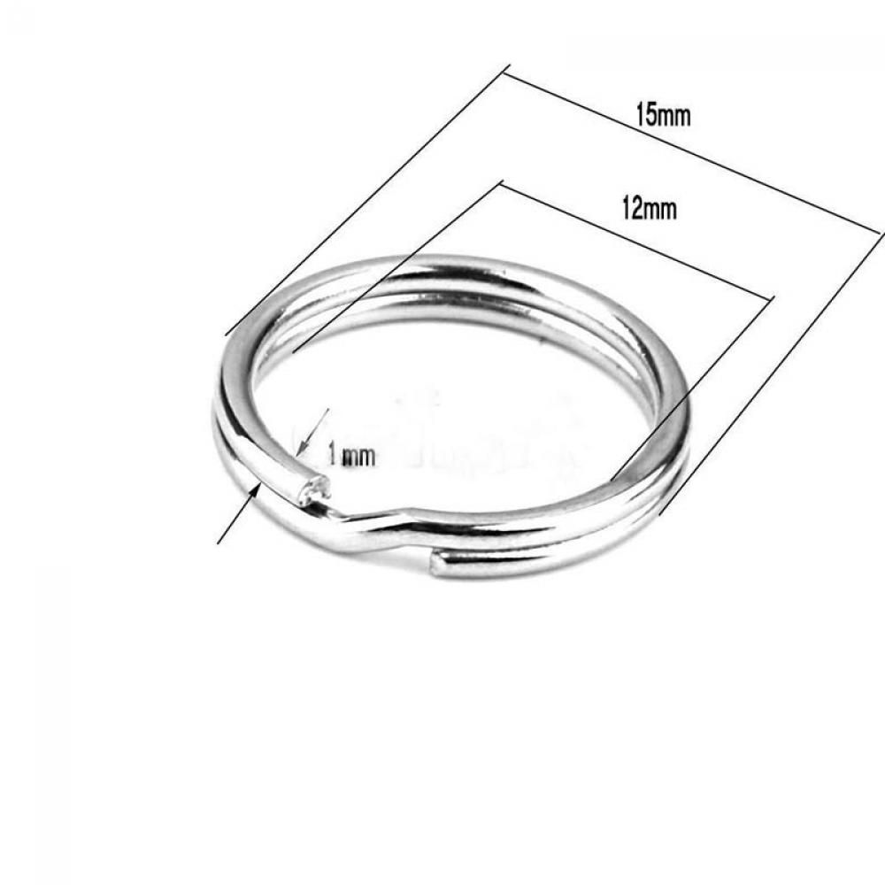 50PCS 15mm Connectors Clasps Split Key Ring Loop Hoop KeyChain Stainless Steel