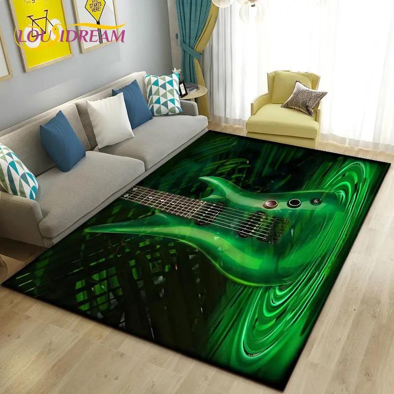 Classical Guitar Electric Guitar Area Rug Large,Carpet Rug for Living Room Bedroom Sofa Doormat Decoration, Non-slip Floor Mat