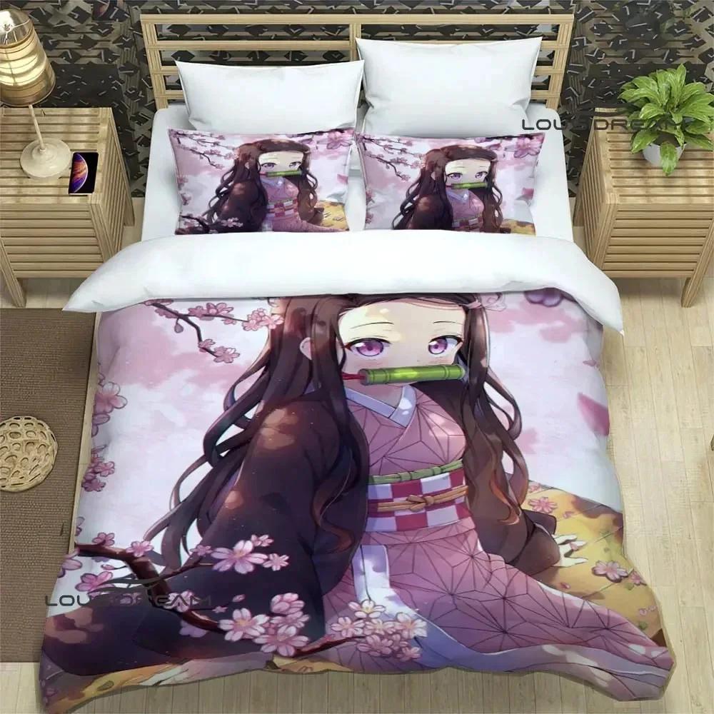 3D Print 3D Print Demon Slayer Anime Bedding Set Double Twin King Duvet Cover Comforter Pillowcase Boys Girls Adults Bedroom