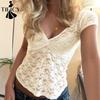Women's Fashion Casual Summer Spring Solid Color Print Short Sleeve V-Neck Blouses & Shirts