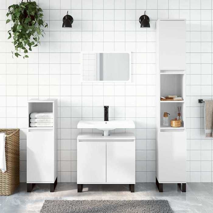 VidaXL Armoire de bain blanc brillant 58x33x60 cm bois d'ingénierie 831590