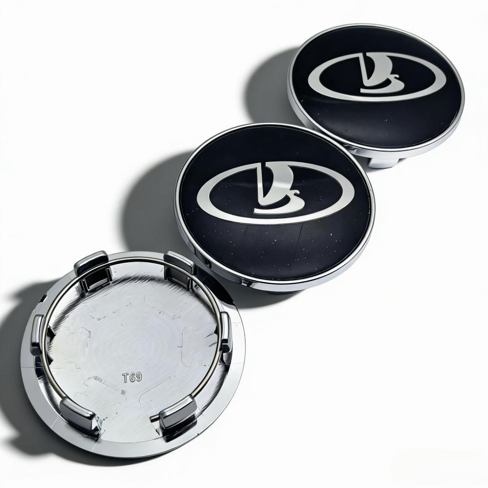 4pcs Black Silver Lada Logo Emblem Car Wheel Center Caps 69MM Clips 56MM Wheels Hub Dust Cap Rim Hubcaps Cover Car Accessories