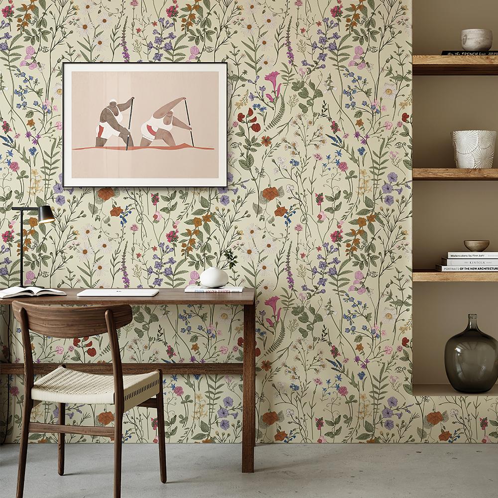 Hellgelbe florale PVC-Tapete zum Abziehen und Aufkleben, PVC-Möbelaufkleber, Küche, Badezimmer, wasserdicht, Vinyl-Wanddeko