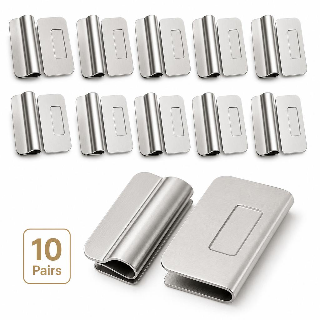 10/20 Pairs Stainless Steel Magnetic Curtain Closure Clips No Drill Light Blocking Fasteners for Bedroom & Living Room