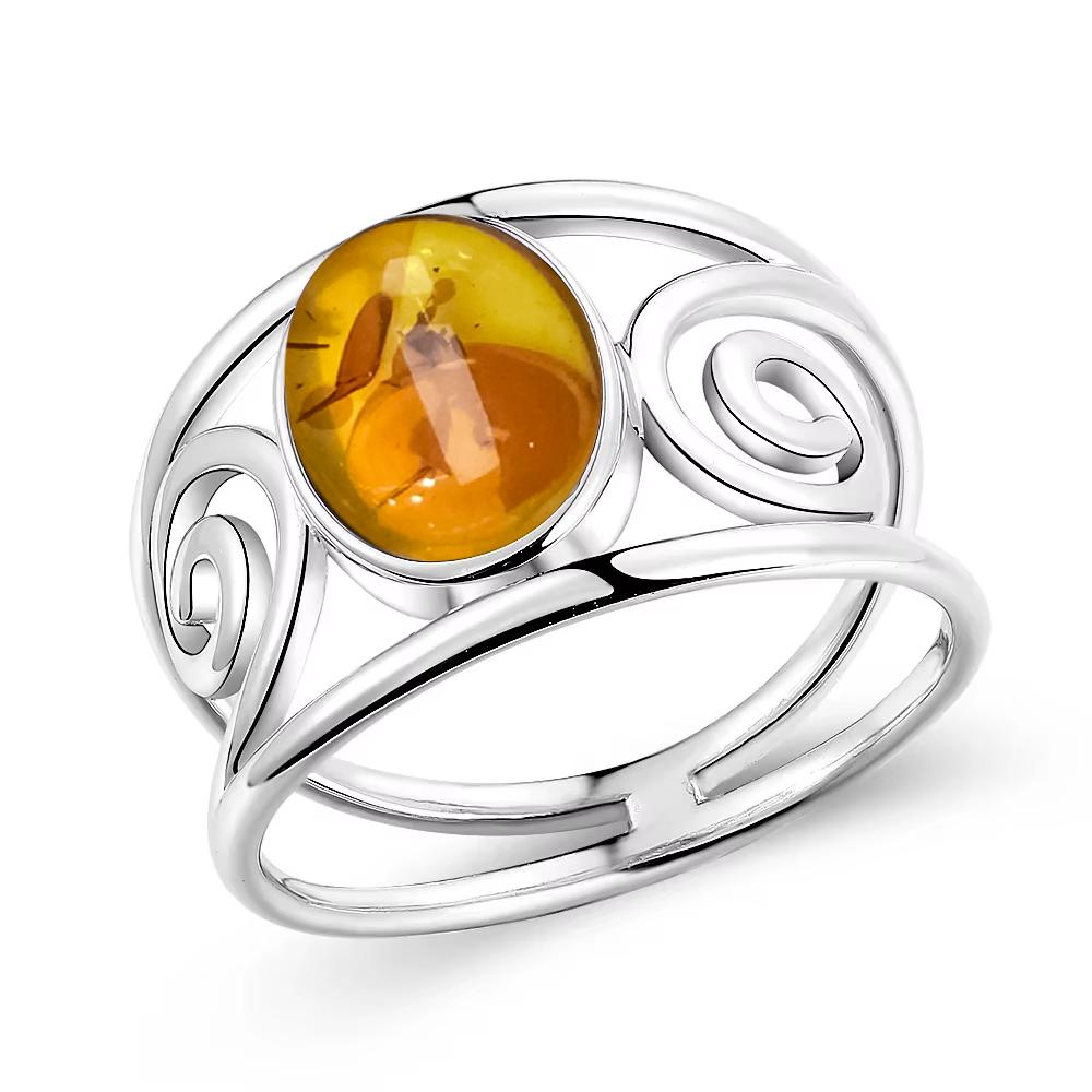 S Sterling Silver Ring With Natural Amber Stone Flower Shape Oval Petal Amber Stone Gifts Fine Jewelry For Women