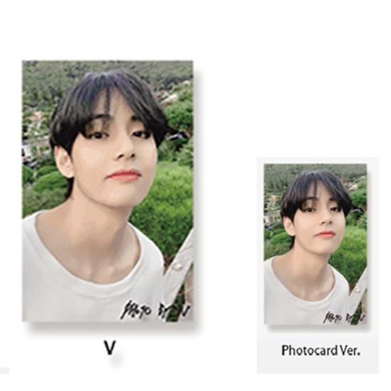 

Двояковыпуклая открытка и фотокарточка BTS BE