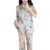 Pajamas Women'S Summer Ice Silk Short Sleeve Suit Red Panda Trousers Two-Piece Set Outside Loungewear