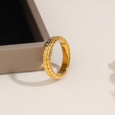 Eleganter Weizenohr-Ring aus Titanstahl für Damen - Goldener Luxus-Zeigefinger-Geschenk