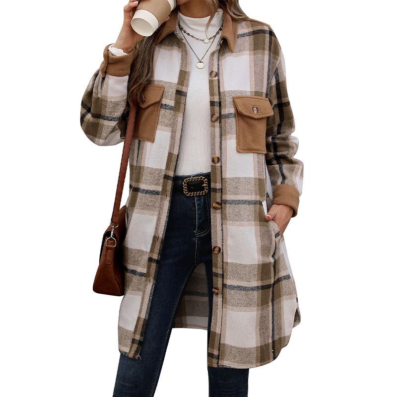 European & American Autumn/Winter Retro Plaid Shirt Jacket